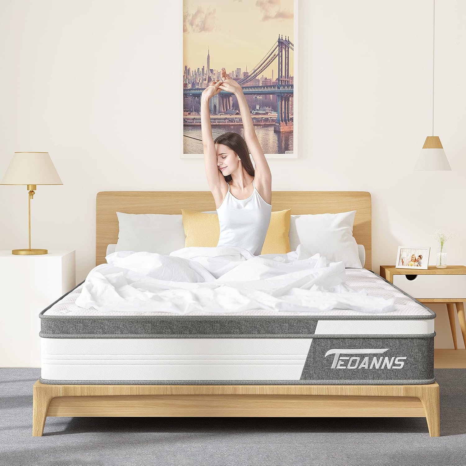 Teoanns Queen Size Mattress, 12 Inch Medium Firm Mattress in a Box, Hybrid Mattress Queen Size for Pressure Relief  Supportive, CertiPUR-US, 100 Nights Trial · v2