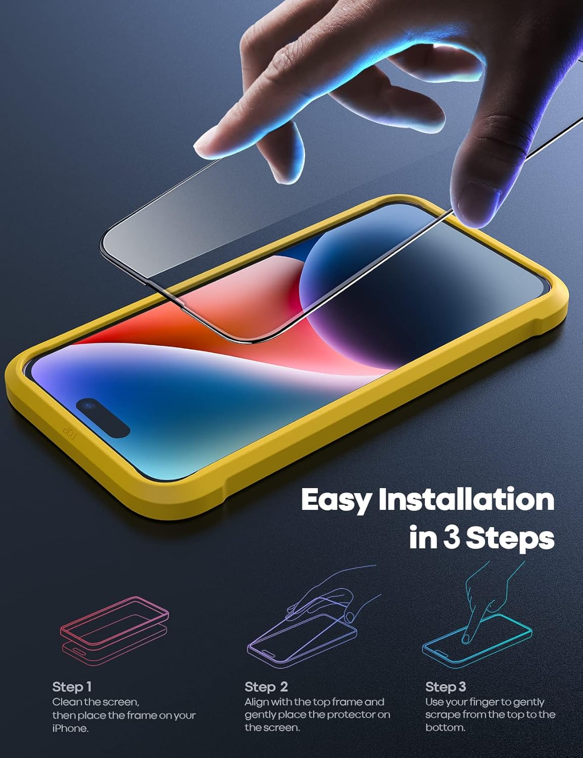 Lamicall for iPhone 14 Pro Max Screen Protector [Professional] [9H Tempered Glass] [Military Grade Shatterproof ] HD Clear Screen, Anti Scratch Fingerprint Glass,for Apple 14 Pro Max 6.7' /2 Pack · v2