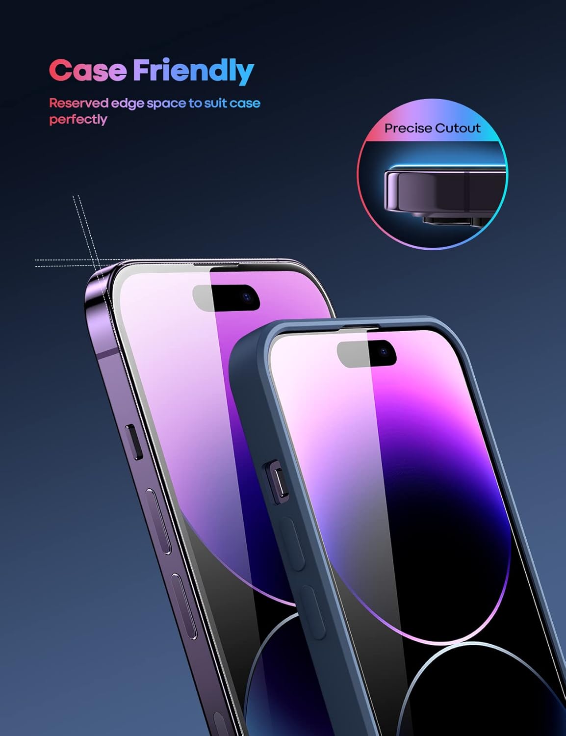 Lamicall for iPhone 14 Pro Max Screen Protector [Professional] [9H Tempered Glass] [Military Grade Shatterproof ] HD Clear Screen, Anti Scratch Fingerprint Glass,for Apple 14 Pro Max 6.7' /2 Pack · v2