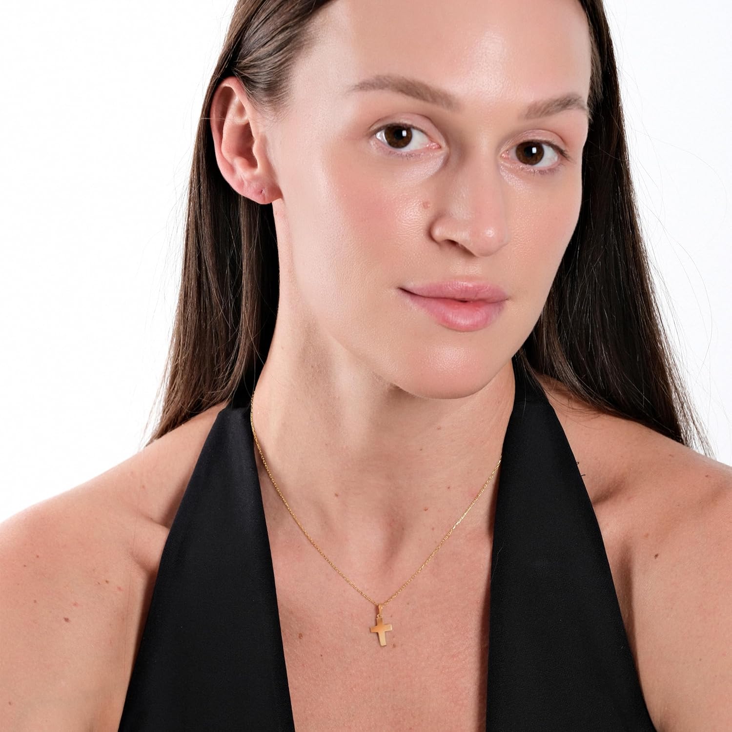 14K Solid Gold Cross Necklace for Women, Women’s Cross Necklace | Christian Necklace, Crucifix Necklace, 14K Solid Gold and Gold Plated Options Gift for Her · v4