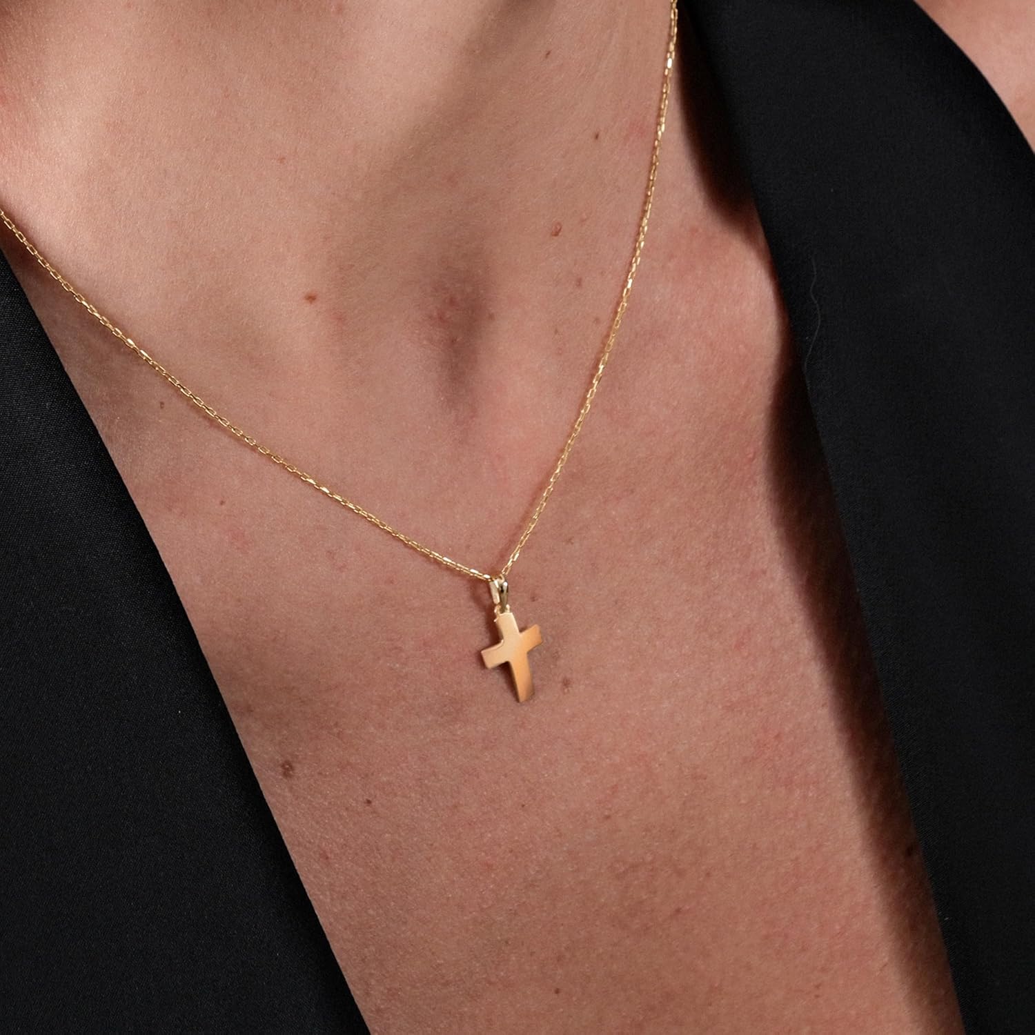 14K Solid Gold Cross Necklace for Women, Women’s Cross Necklace | Christian Necklace, Crucifix Necklace, 14K Solid Gold and Gold Plated Options Gift for Her · v4