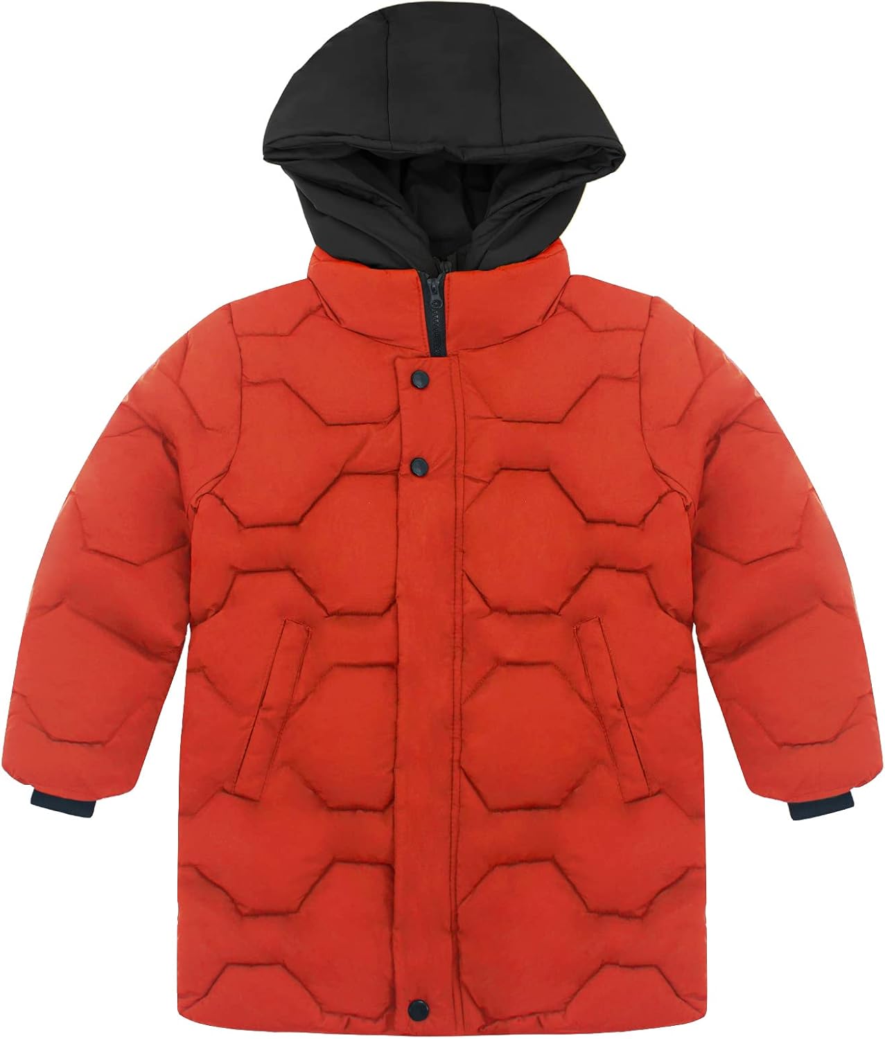 Happy Cherry Boys Mid Long Winter Coat Quilted Down Puffer Parka Jacket Hooded Heavyweight Thicken Coats Outwear for Kids