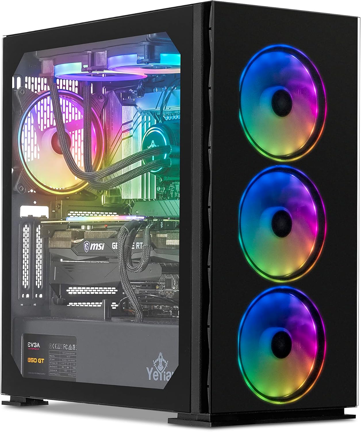 YEYIAN Yari X13 Gaming-PC Intel Core i7 13700KF 5,40 GHz, Geforce RTX 3070 Ti Desktop-Computer, 32 GB DDR5 5200 MHz, 1 TB SSD, 2 TB HDD, 850 W Gold PSU-Flüssigkeitskühler, Z790-Chipsatz, VR-fähiger PC, Win 11 Home