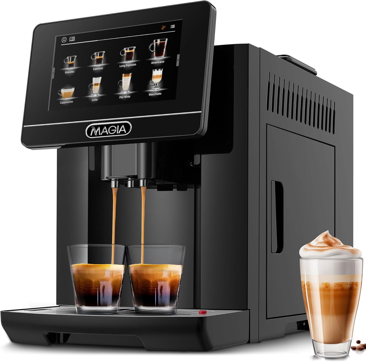 Cafetera espresso Zulay Magia totalmente automática con molinillo, 19 opciones de café personalizables, limpieza automática para facilitar el mantenimiento, sistema de espuma de leche para café con leche, capuchino y macchiato, OG Black
