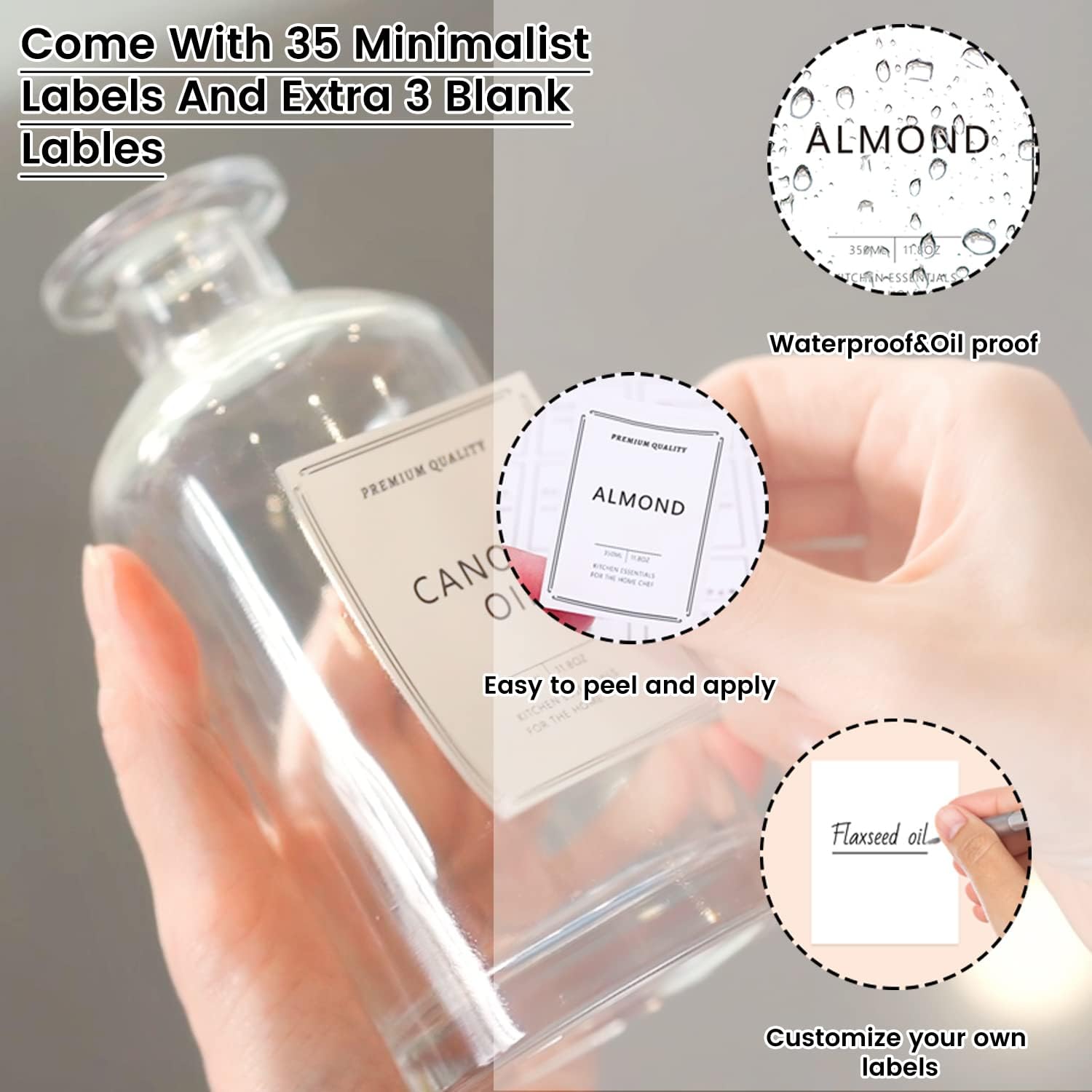 12 oz Glass Olive Oil Dispenser Bottle For Kitchen,Oil And Vinegar Dispenser Set Of 4, Coffee Syrup Dispenser,Glass Oil Container With Metal Pourer,Funnel,Waterproof Labels