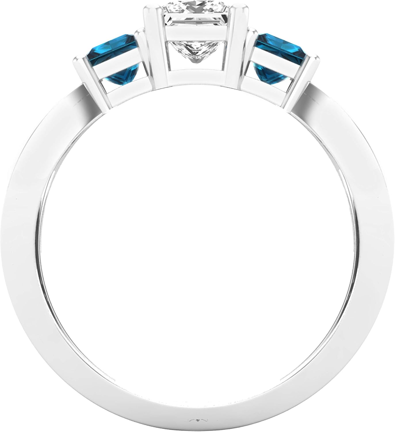 Dazzlingrock Collection 1.15 Cttw Princess White  Blue Diamond Womens Three Stone Engagement Ring, Available in 10K/14K/18K Solid Gold amp; 925 Sterling Silver · v4