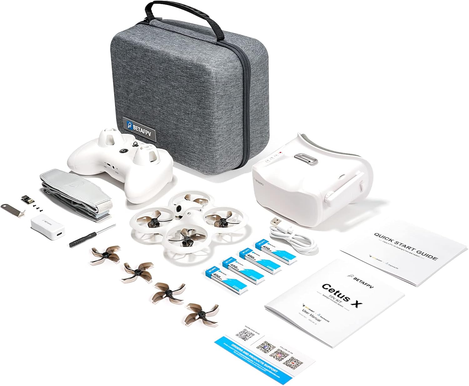 Kit FPV BETAFPV Betaflight ELRS V3 Cetus X con trasmettitore LiteRadio 3 telecamera C04 Occhiali VR03 con funzione di registrazione DVR, kit RTF avanzato con alimentazione 2S supportato per principianti FPV per volare più velocemente e più lontano