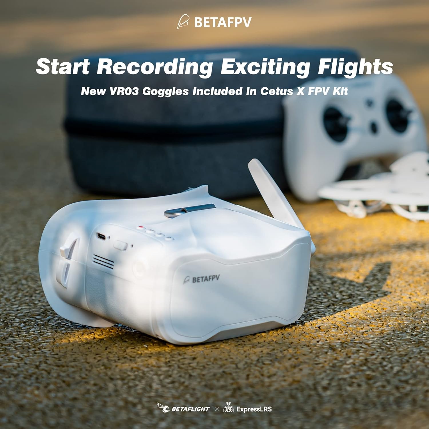 Kit FPV BETAFPV Betaflight ELRS V3 Cetus X con trasmettitore LiteRadio 3 telecamera C04 Occhiali VR03 con funzione di registrazione DVR, kit RTF avanzato con alimentazione 2S supportato per principianti FPV per volare più velocemente e più lontano