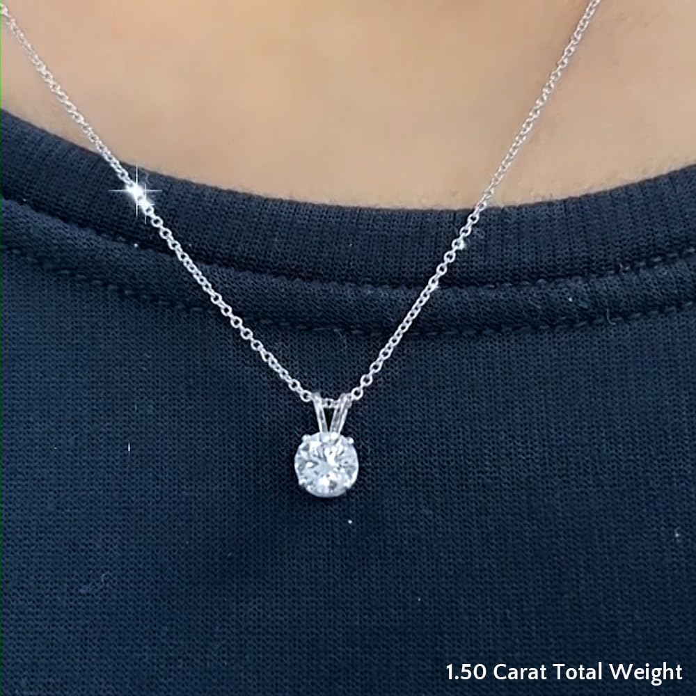 14K Gold 1/2-1 1/2 Carat LAB GROWN Diamond Solitaire Pendant IGI Certified 4 Prong Diamond Pendant Necklace For Women (E-F-G, VS1-VS2, 0.50-1.50 C.t.w) · v2