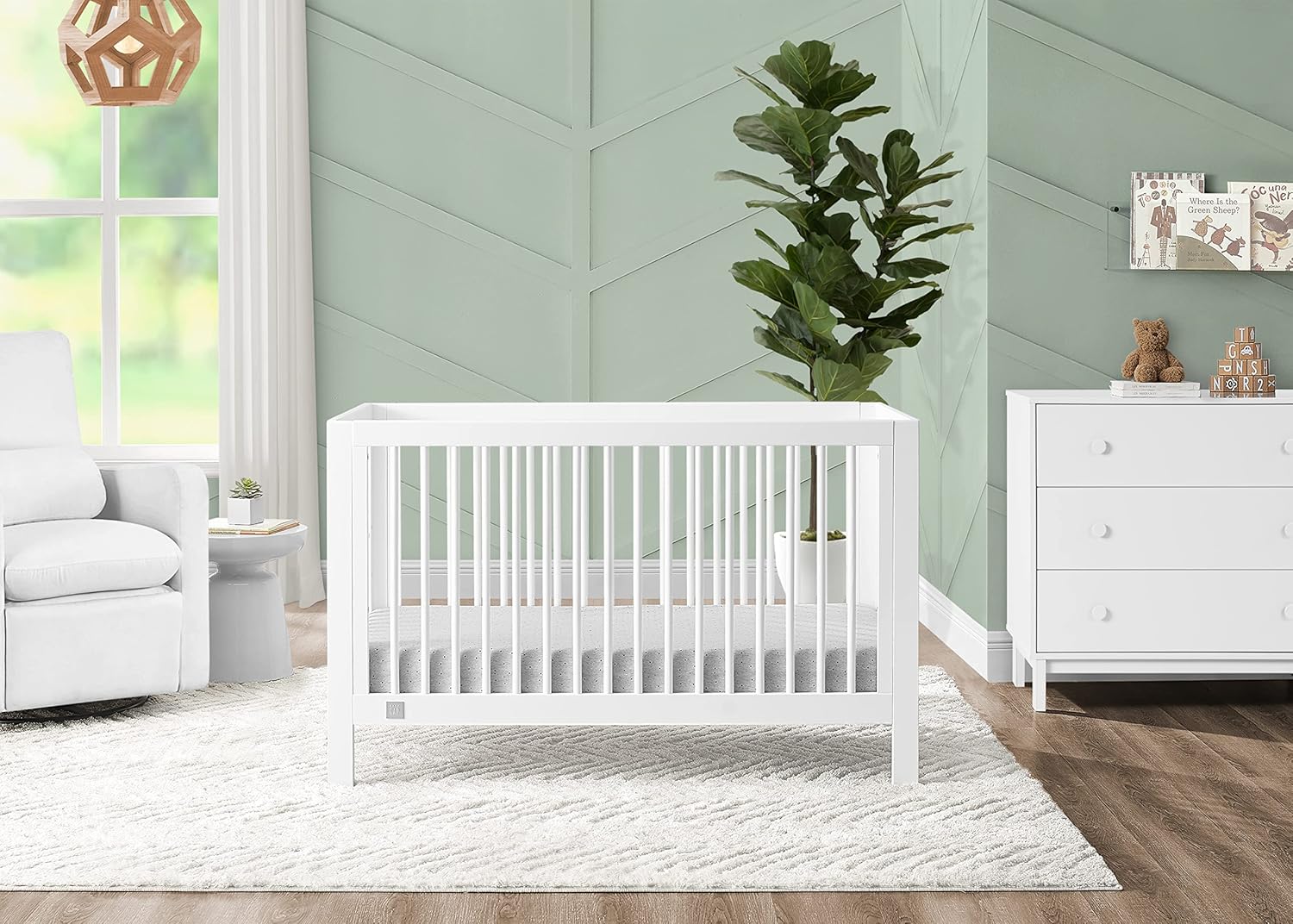 GAP BabyGap Charlie 6-in-1-ausziehbares Babybett, Greenguard Gold-zertifiziert, Bianca White