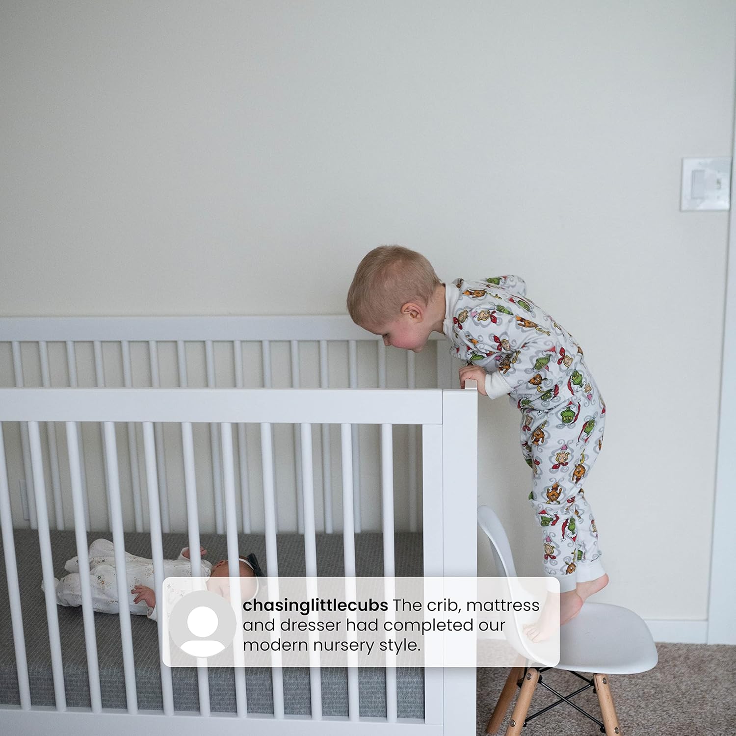 GAP BabyGap Charlie 6-in-1-ausziehbares Babybett, Greenguard Gold-zertifiziert, Bianca White