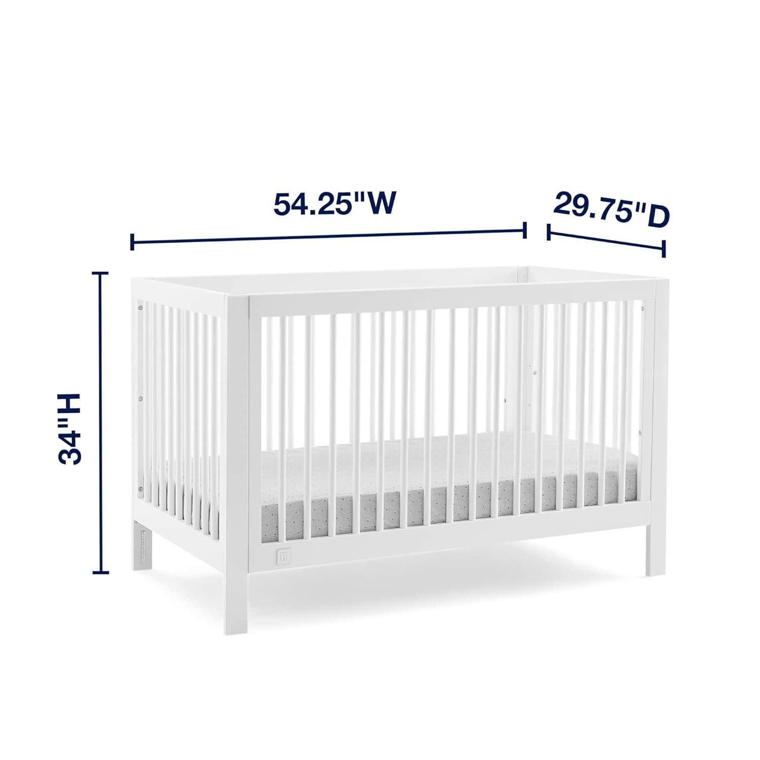 GAP BabyGap Charlie 6-in-1-ausziehbares Babybett, Greenguard Gold-zertifiziert, Bianca White