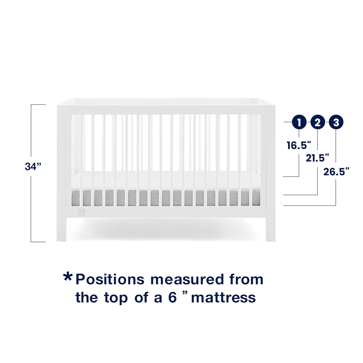 GAP BabyGap Charlie 6-in-1-ausziehbares Babybett, Greenguard Gold-zertifiziert, Bianca White