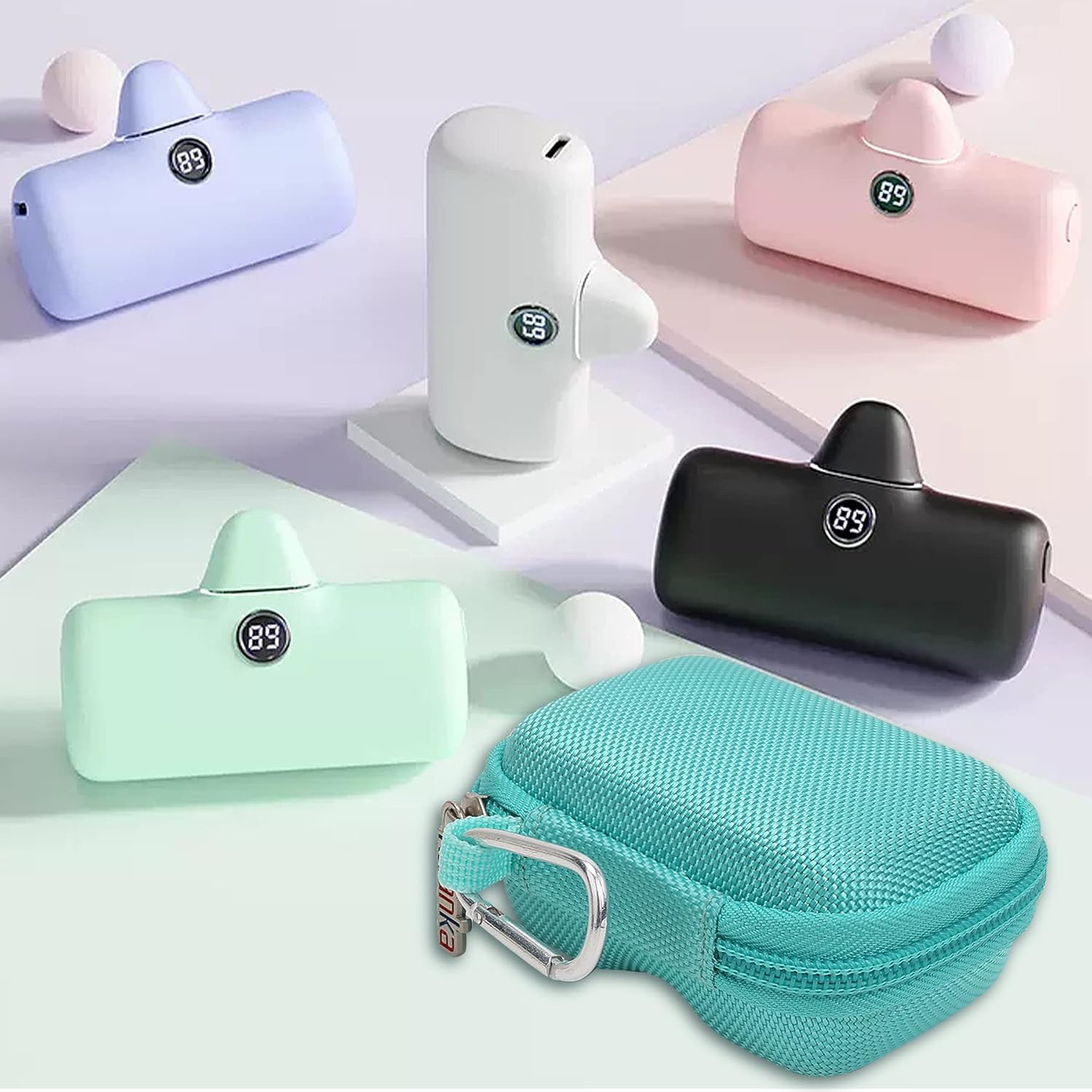 เคสแข็งสำหรับเดินทางของ Khanka เข้ากันได้กับ iWALK/Charmast/KKD/Abnoys/VEGER/Taegila เครื่องชาร์จแบบพกพาขนาดเล็ก 3350mAh 4500mAh 4800mAh 5000mAh 5200mAh 8000mAh พาวเวอร์แบงค์ขนาดเล็กพิเศษ เฉพาะเคส (สีน้ำเงินอมเขียว)