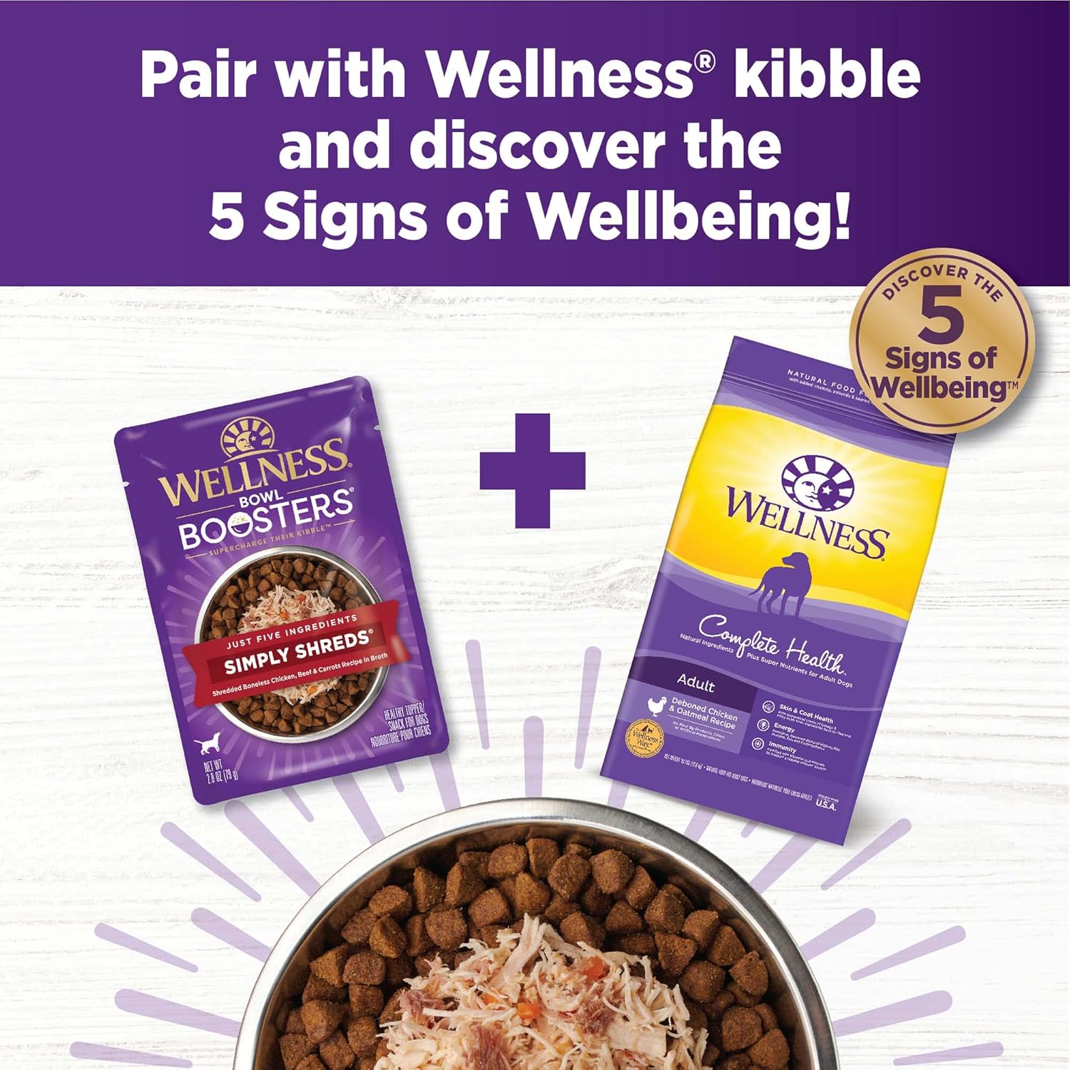 طعام الحيوانات الأليفة الطبيعي Wellness، عبوة متنوعة من Simply Shreds، 2.8 أونصة (عبوة من 12 قطعة): خليط أو زينة أو وجبة خفيفة عالية البروتين