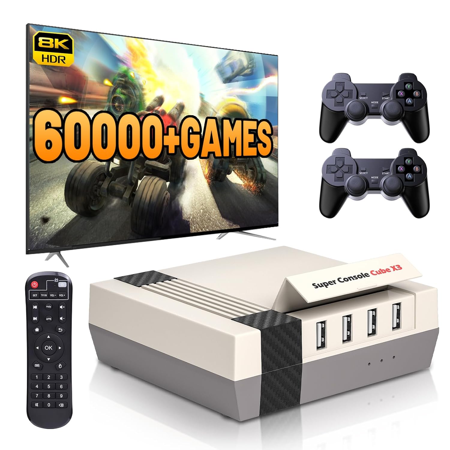 Kinhank Super Console Cube X3 60000 Oyunlu Retro Oyun Konsolu, eMuelec 4.5/Android 9.0/1,2.4G 5G, BT 4.0, 65 Emülatörle Uyumlu Coree 3 Sistemleri