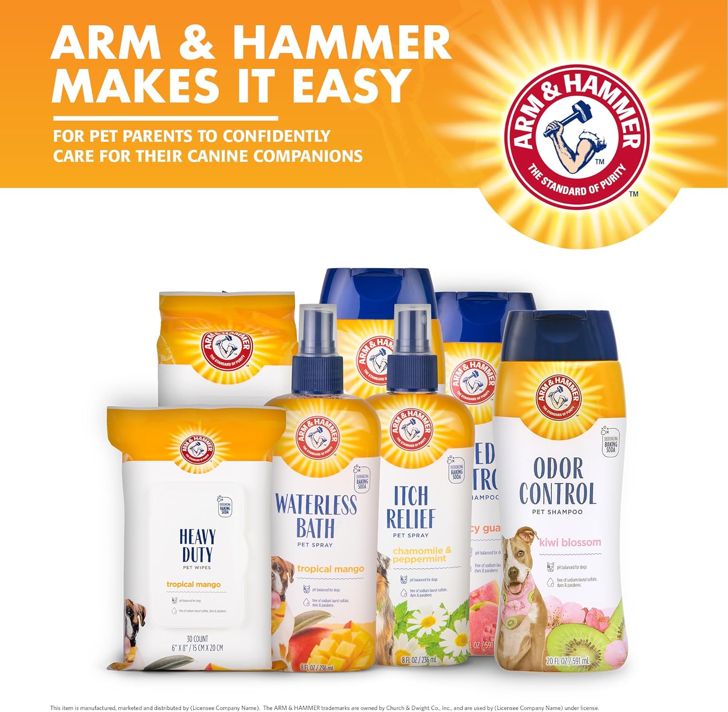 مناديل استحمام متعددة الأغراض من Arm Hammer for Pets للكلاب، بحجم مناسب للسفر، برائحة المانجو | مناديل متعددة الأغراض للكلاب لإزالة الروائح وتنشيط البشرة للحيوانات الأليفة | عبوة من 30 قطعة من مناديل السفر للحيوانات الأليفة