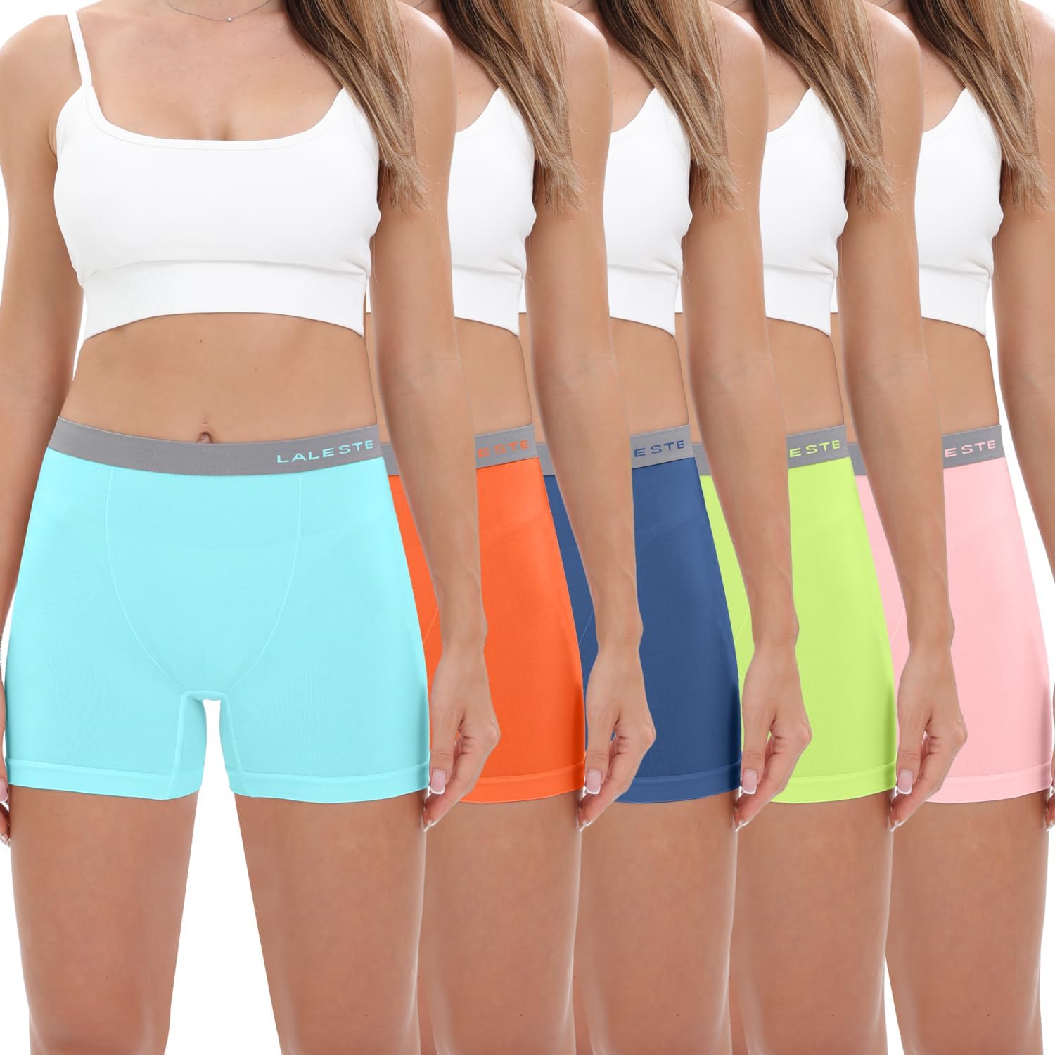 LALESTE Womens Cotton Boxer Briefs 3 Inseam Underwear Boy Shorts Panties 5 Pack