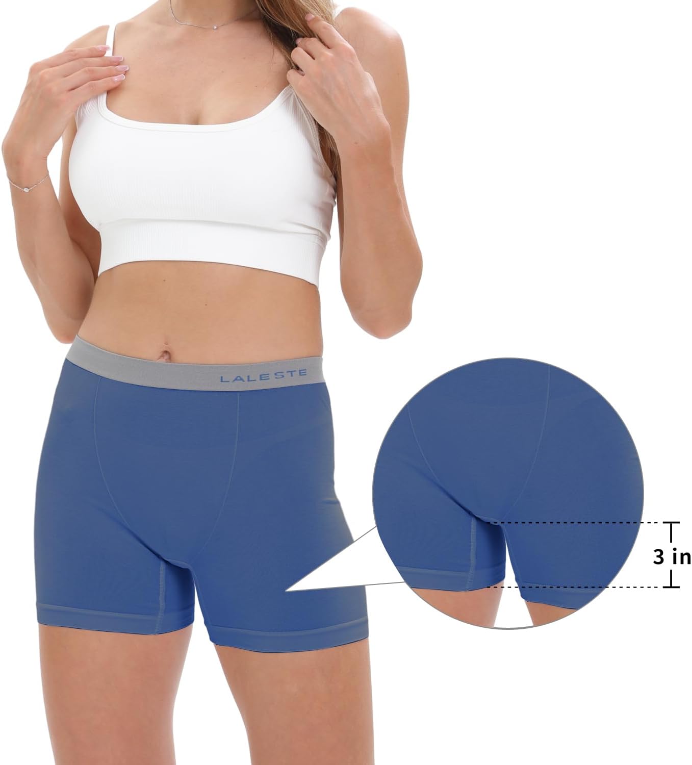 LALESTE Womens Cotton Boxer Briefs 3 Inseam Underwear Boy Shorts Panties 5 Pack · v2