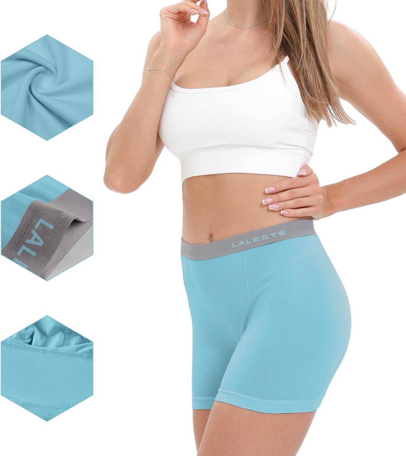 LALESTE Womens Cotton Boxer Briefs 3 Inseam Underwear Boy Shorts Panties 5 Pack · v2