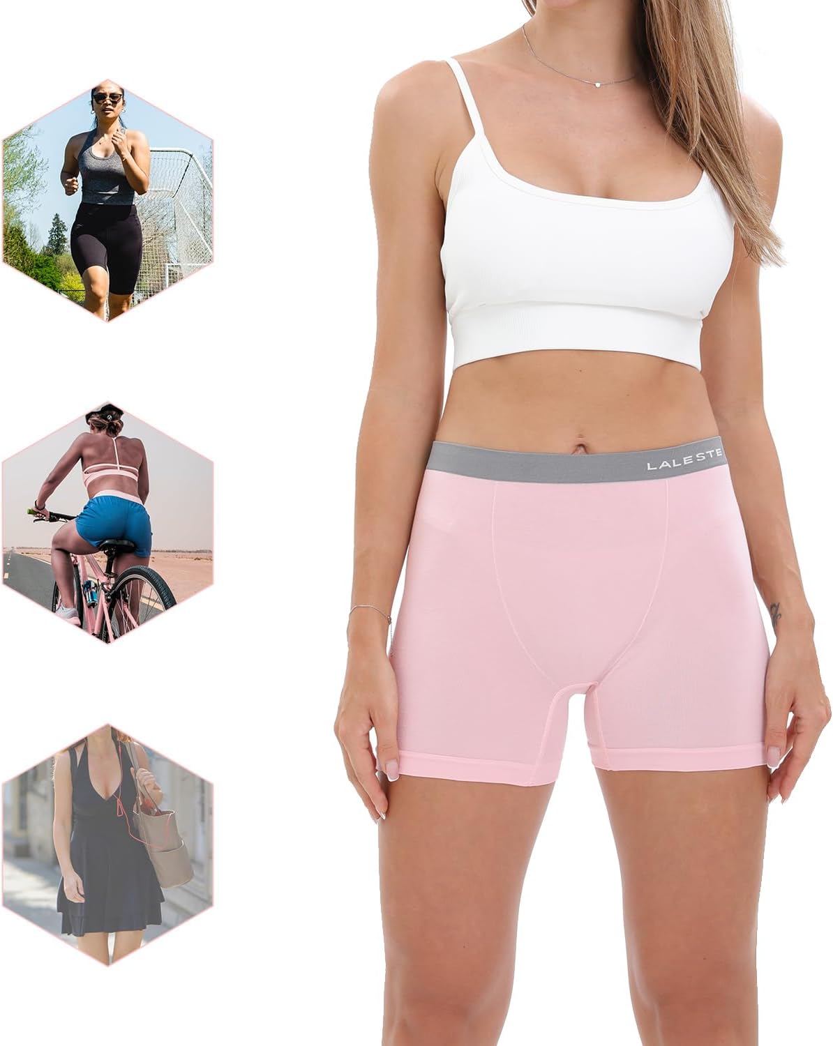 LALESTE Womens Cotton Boxer Briefs 3 Inseam Underwear Boy Shorts Panties 5 Pack · v2