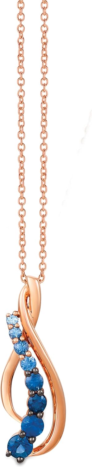 LE VIAN 1/2 Carat Blue Sapphire Ombre Pendant Necklace for Women in 14k Rose Gold on 18 Inch Long Chain with Lobster Claw Clasp · v2