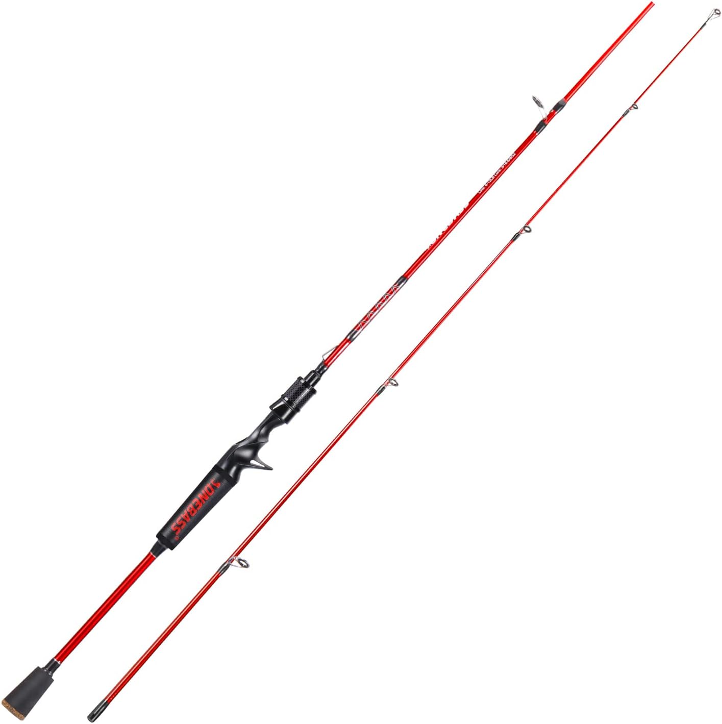 One Bass Angelruten, IM7 Graphit-Spinnrute, 2-teilige, robuste, hochwertige Köderrute mit Griff aus Superpolymer
