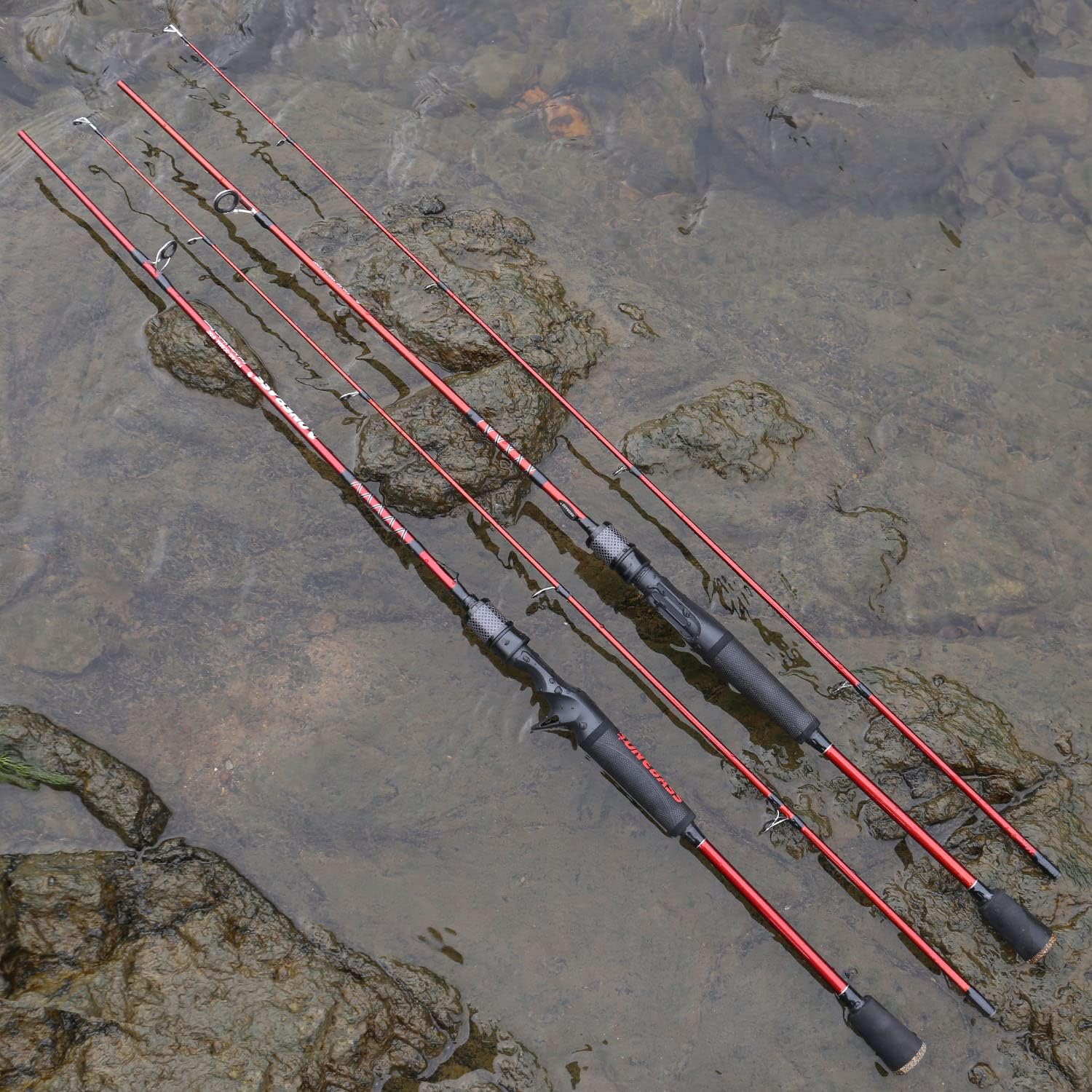 One Bass Angelruten, IM7 Graphit-Spinnrute, 2-teilige, robuste, hochwertige Köderrute mit Griff aus Superpolymer