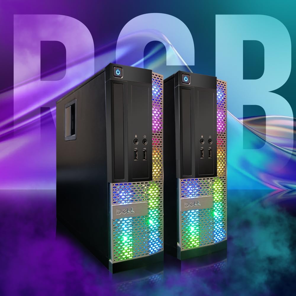 Dell OptiPlex RGB Desktop Computer PC, Intel Core i7 up to 3.8GHz, 16G RAM, 512G SSD, New 22 inch FHD LED Monitor, RGB Keyboard and Mouse, RGB BT Sound Bar, Webcam, WiFi, BT 5.0, W10P64 (Renewed) · v6