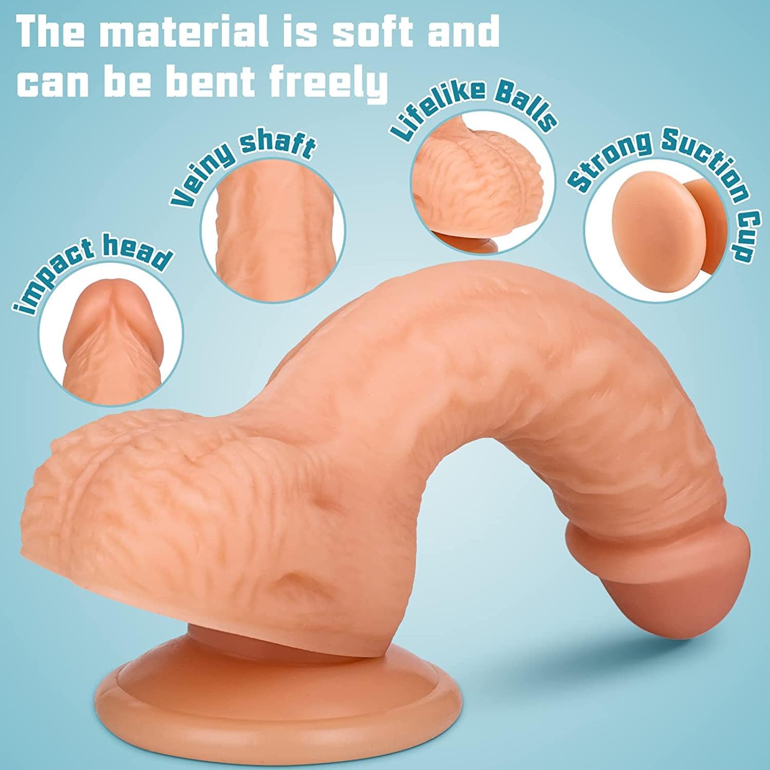 7.3 Inch Realistic Dildo Feels Like Skin Body-Safe Material G spot Stimulator Dildos with Strong Suction Cup for Hands-free Play Sex Toys for Adult · v2