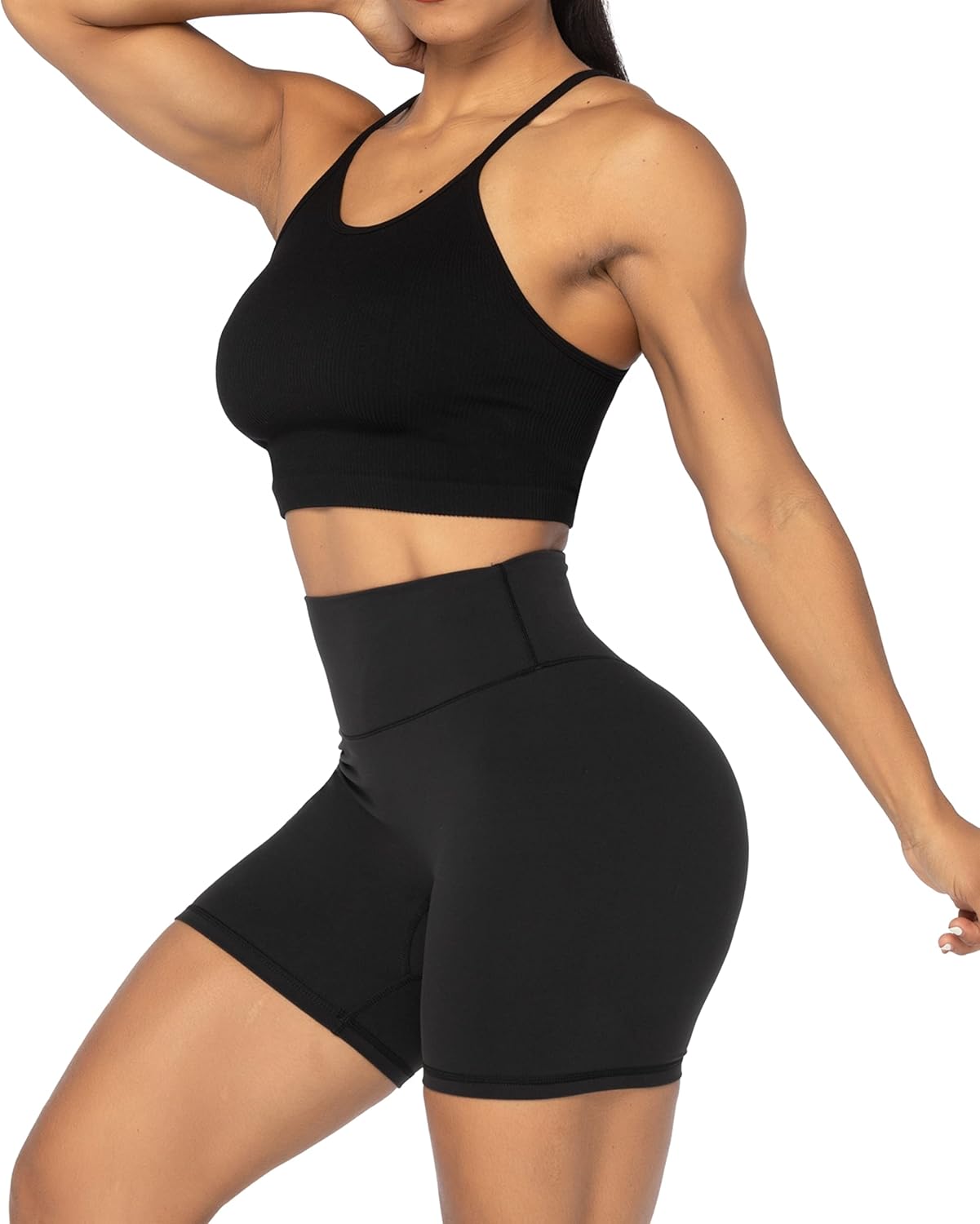 Sunzel Bikershorts ohne Vordernaht mit hoher Taille für Damen, Kniebeugenfeste Radhose für Yoga, Workout, Fitnessstudio