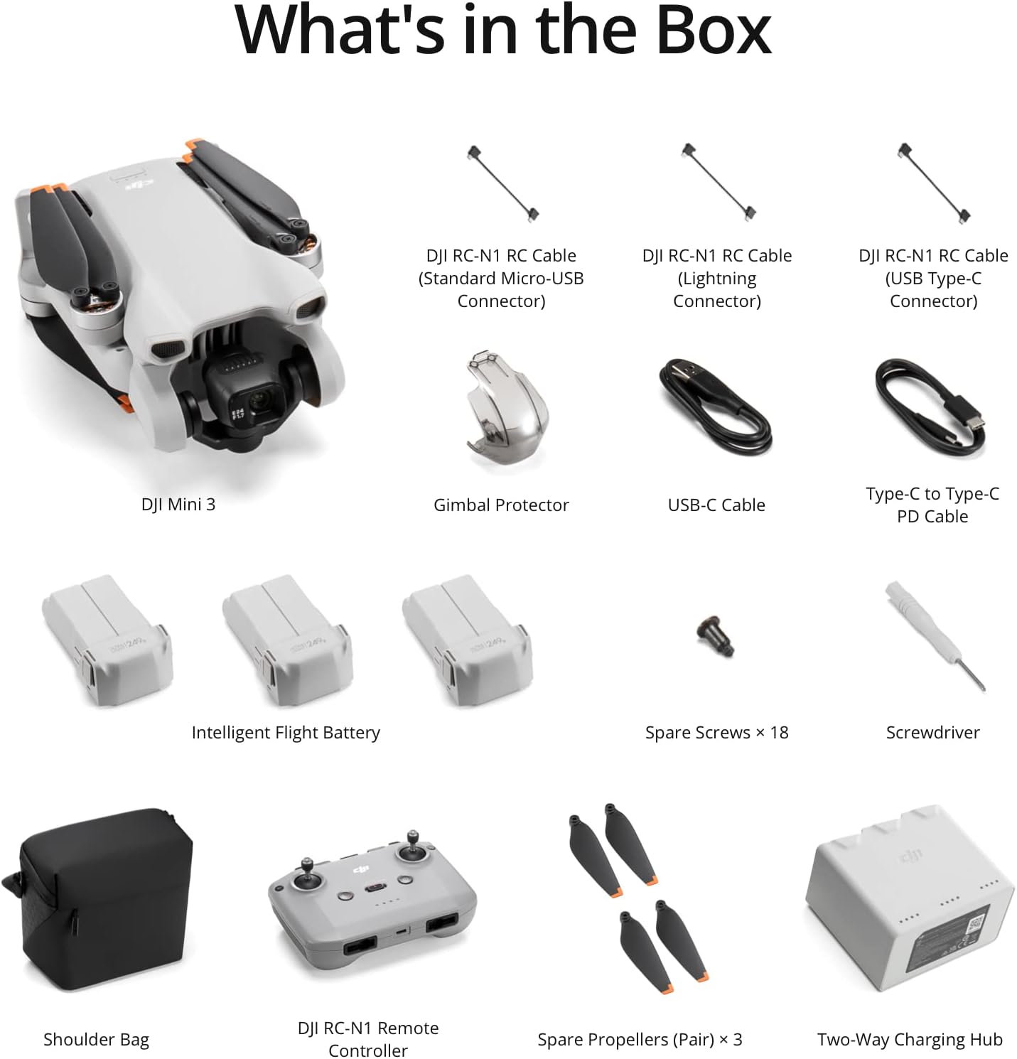 DJI Mini 3 Fly More Combo, mini camera con gimbal meccanico leggero 3x con video 4K HDR, 3 batterie per 114 minuti di volo, trasmissione video fino a 32800 piedi (10 km), vera ripresa verticale