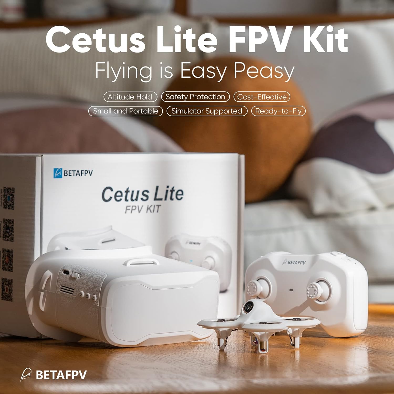 Kit drone FPV BETAFPV Cetus Lite per bambini, con funzione di autoprotezione Altitude Hold, simulatore di supporto a 2 modalità di velocità, kit pronto al volo per principianti FPV per iniziare a volare al coperto