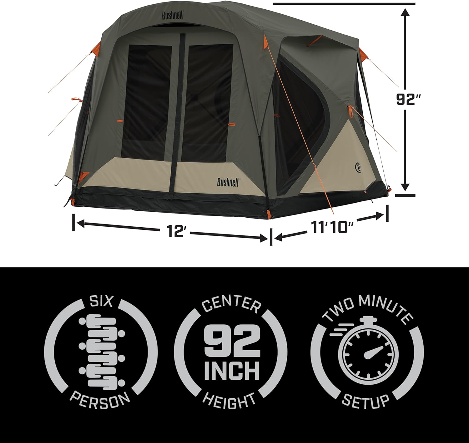 Bushnell Tent | Instant Pop Up 3P / 4P/ 6P / 8P Hub Style Tents | Best Pop Up Tent for Camping, Hiking, Family Camping, Hunting, Fishing, and Basecamp