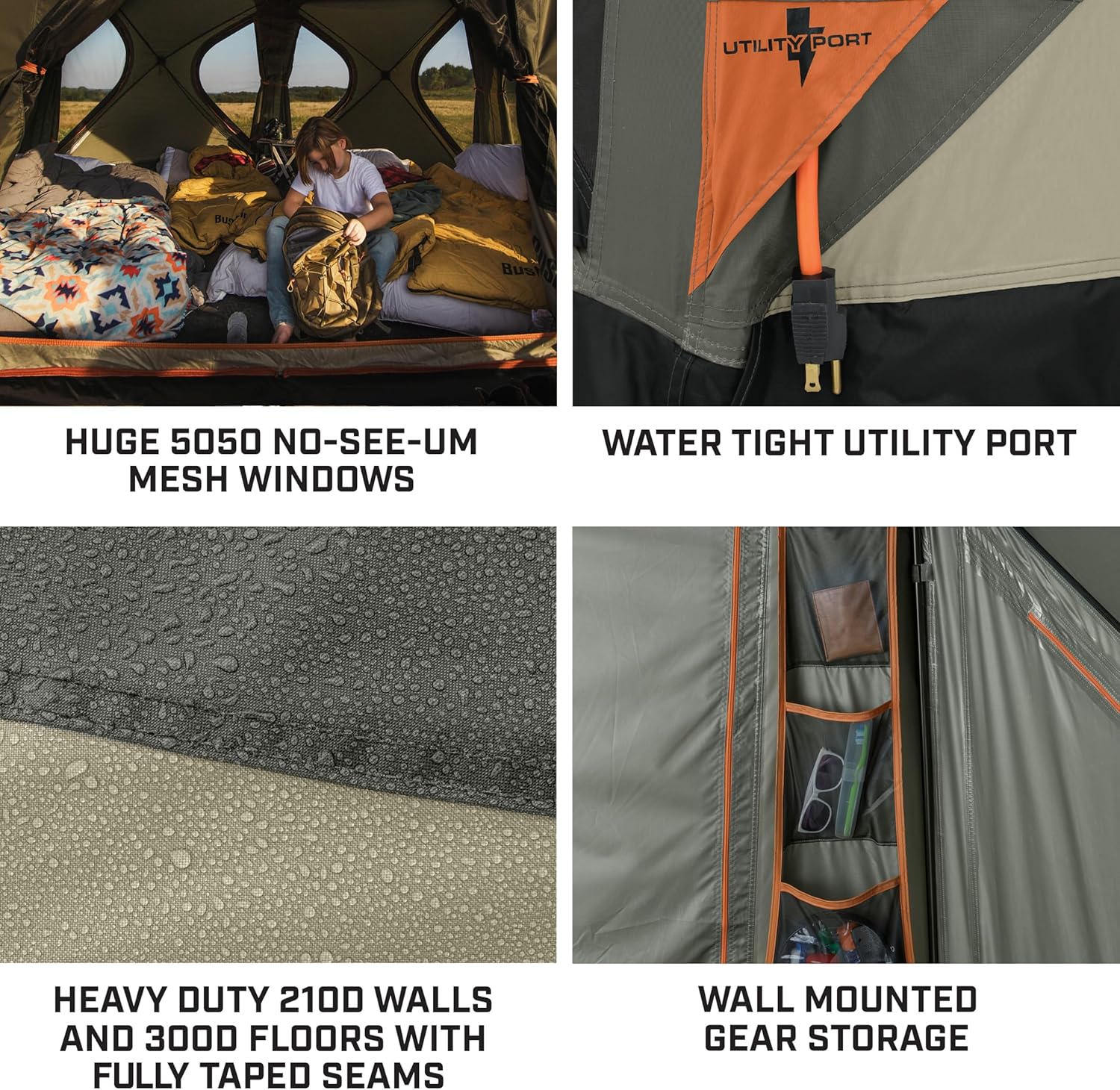 Bushnell Tent | Instant Pop Up 3P / 4P/ 6P / 8P Hub Style Tents | Best Pop Up Tent for Camping, Hiking, Family Camping, Hunting, Fishing, and Basecamp