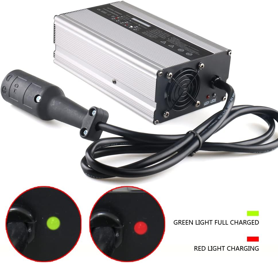 JFX 48V 10A Battery Charger 48V Power Supply for 48V Club Car Golf Carts Battery with 3-Pin Round Plug（Only Charge Lead-Acid Battery · v3