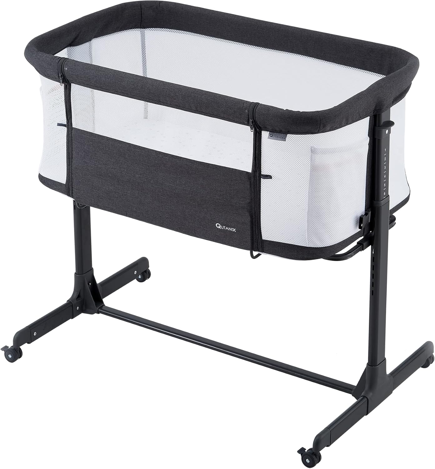 Baby Bassinet Bedside Sleeper with Wheels,Easy Folding Lightweight Crib for Baby/Infants,Breathable Mesh and Adjustable Height - Grey · v2