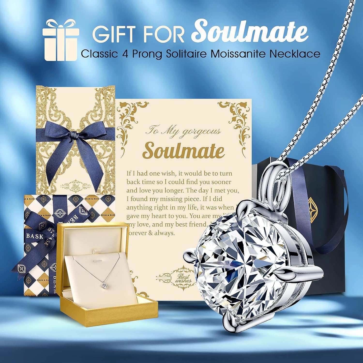 Beam Bask Anniversary Romantic Gift for Her, Birthday Gifts for Wife from Husband, Moissanite Pendant Necklaces for Women, Best Jewelry Present to Girlfriend Soulmate for Christmas Valentines · v4
