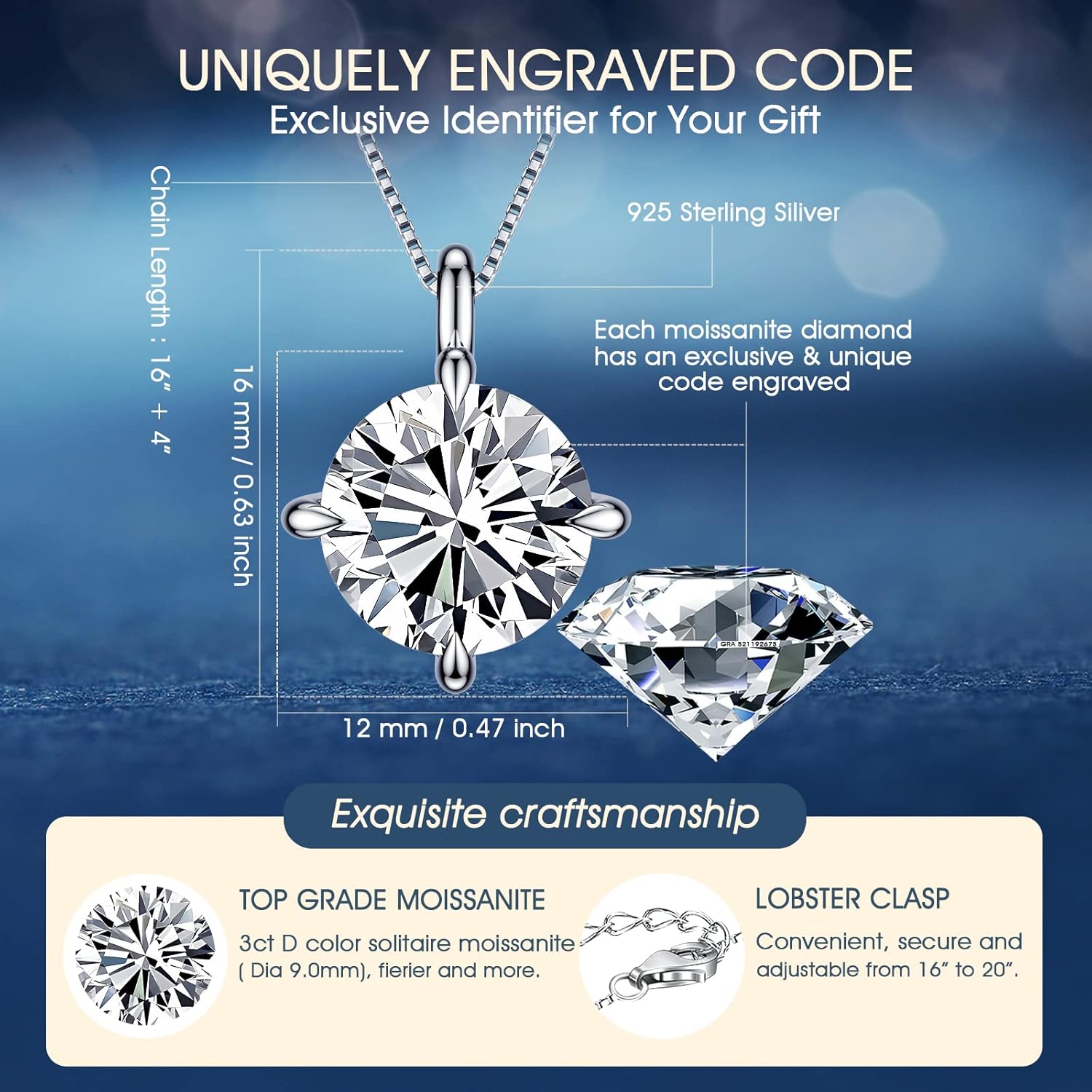 Beam Bask Anniversary Romantic Gift for Her, Birthday Gifts for Wife from Husband, Moissanite Pendant Necklaces for Women, Best Jewelry Present to Girlfriend Soulmate for Christmas Valentines · v4