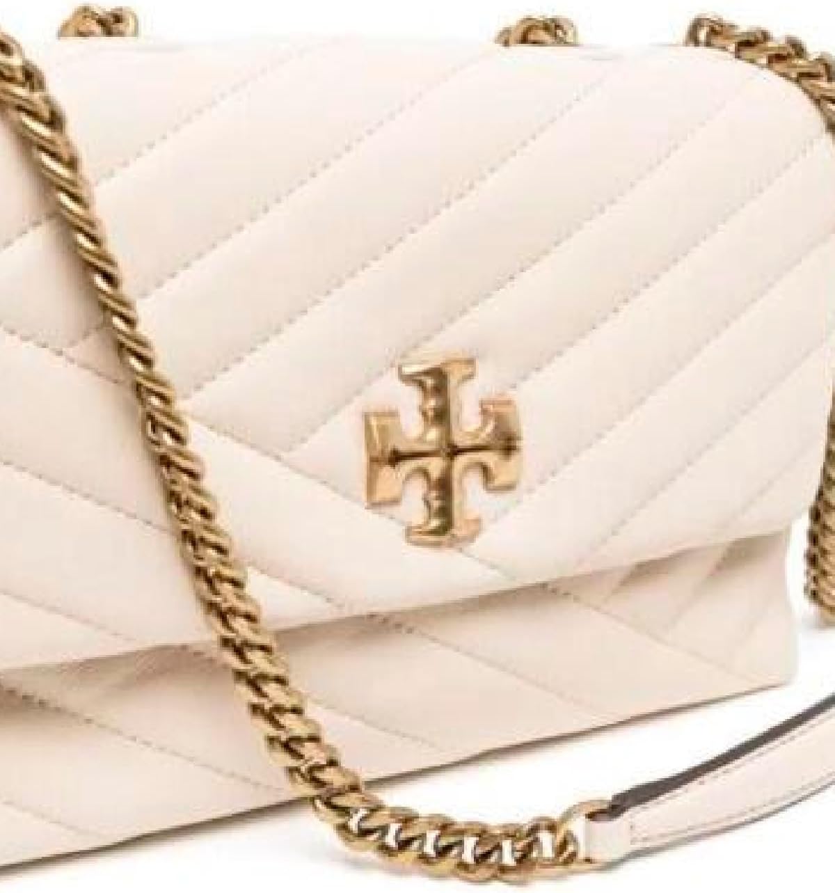 Tory Burch Damska nowa kremowa torebka na ramię z kości słoniowej Kira