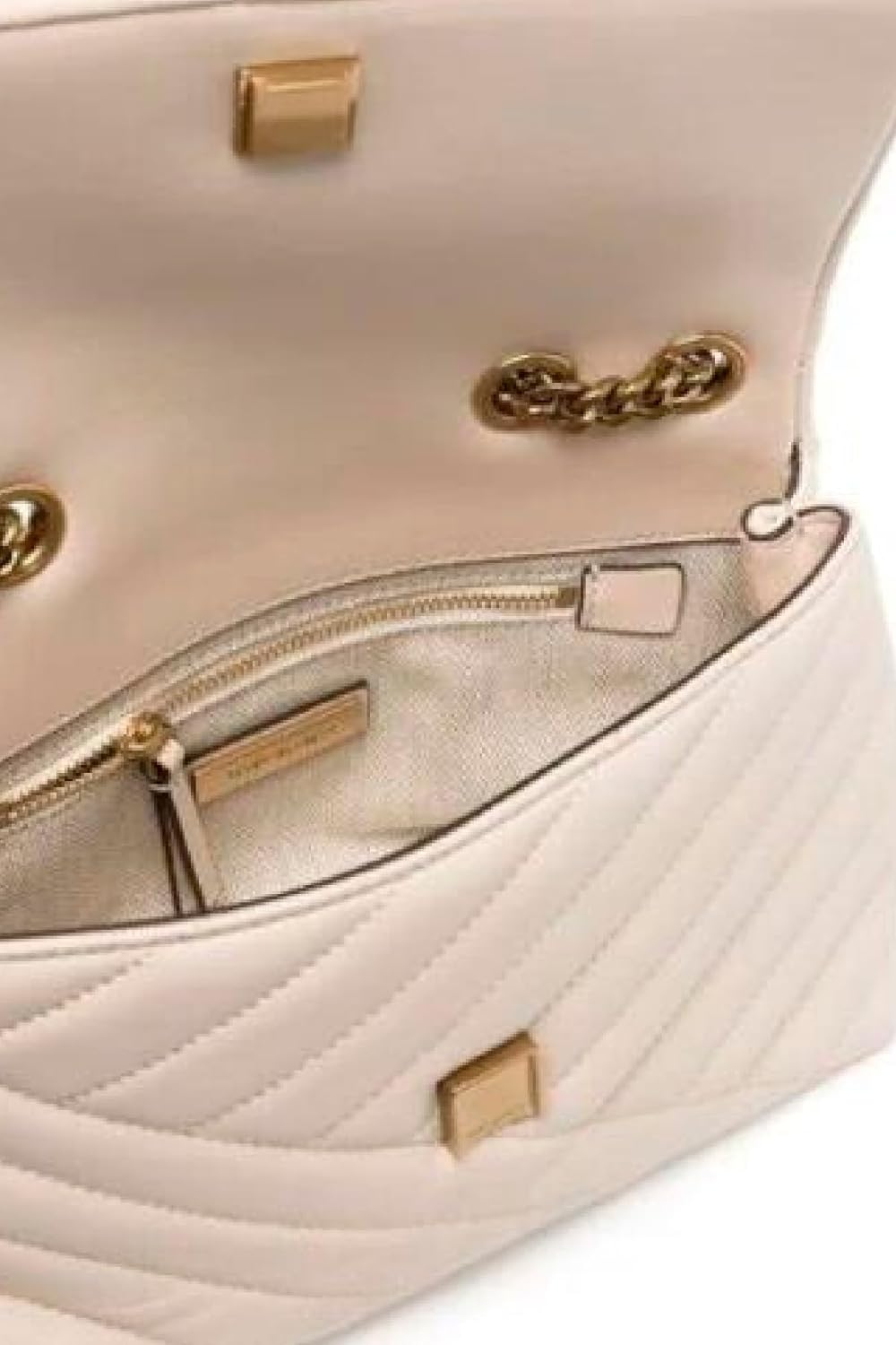 Tory Burch Damska nowa kremowa torebka na ramię z kości słoniowej Kira