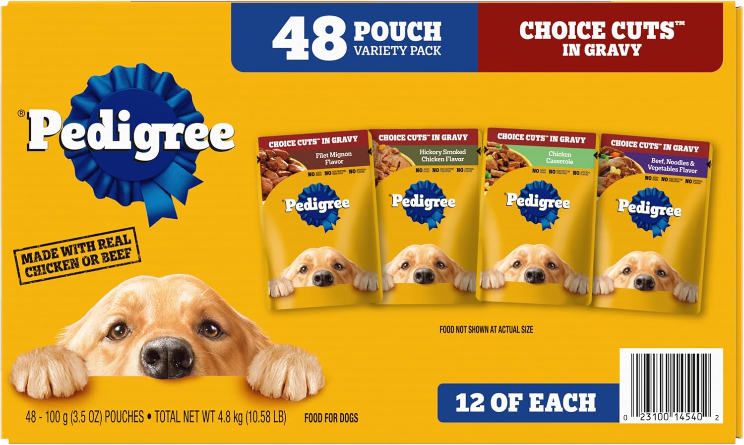 Pedigree Choice CUTS in Gravy Adult Soft Wet Dog Food, 48 Pouch Variety Pack, 3.5 oz. Pouches