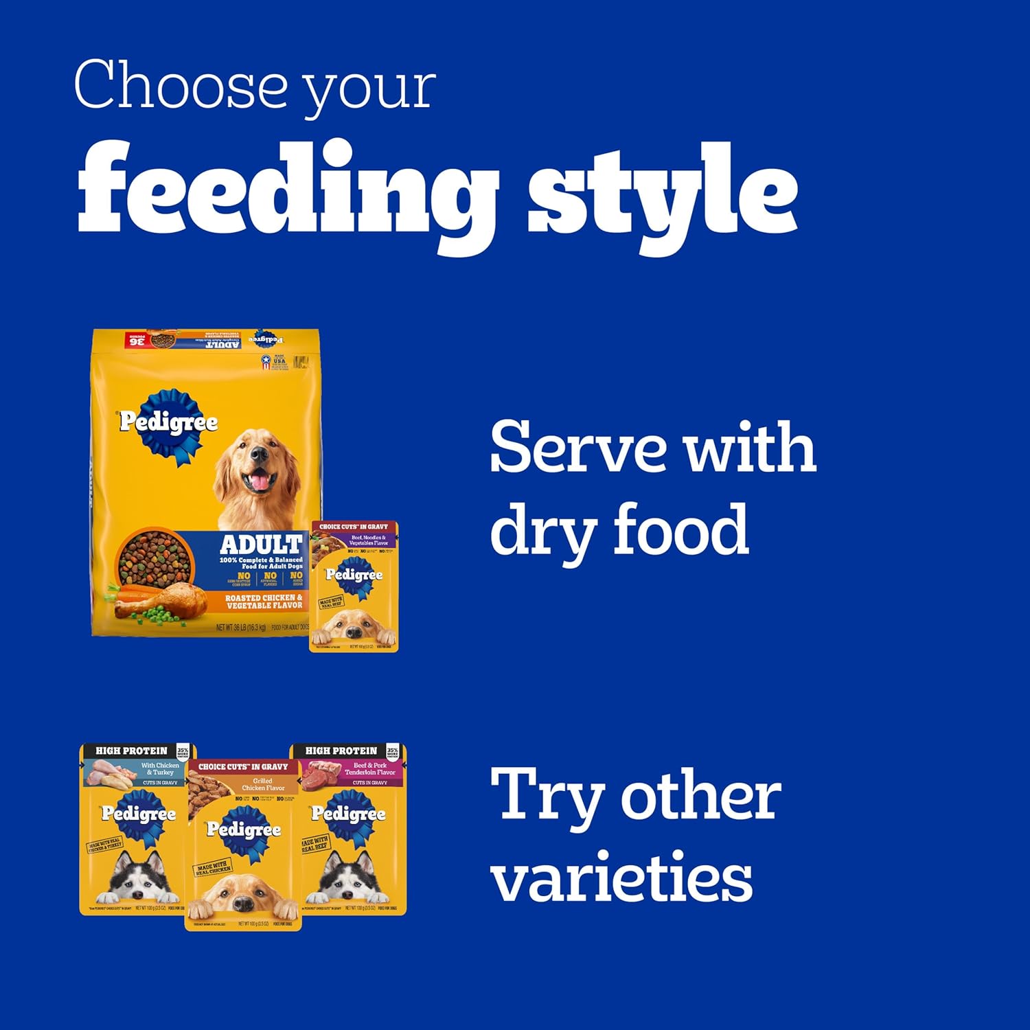 Pedigree Choice CUTS in Gravy Soft Nat Hondenvoer voor volwassenen, verschillende verpakkingen van 48 zakjes, zakjes van 3,5 oz.