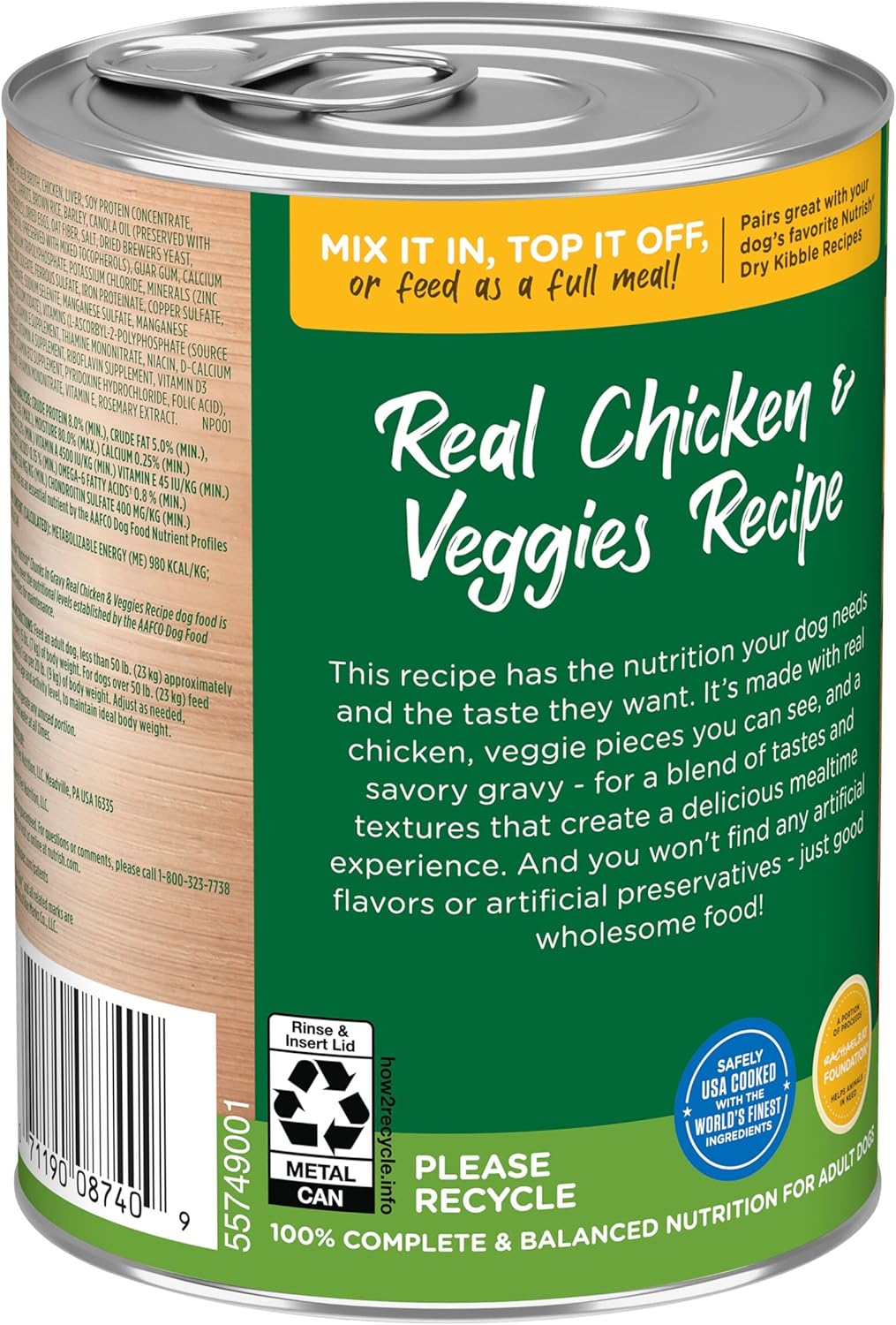 Nutrish Rachael Ray Chunks in Gravy Wet Dog Food Real Chicken  Veggies Recipe, 13 Ounce (Pack of 12)