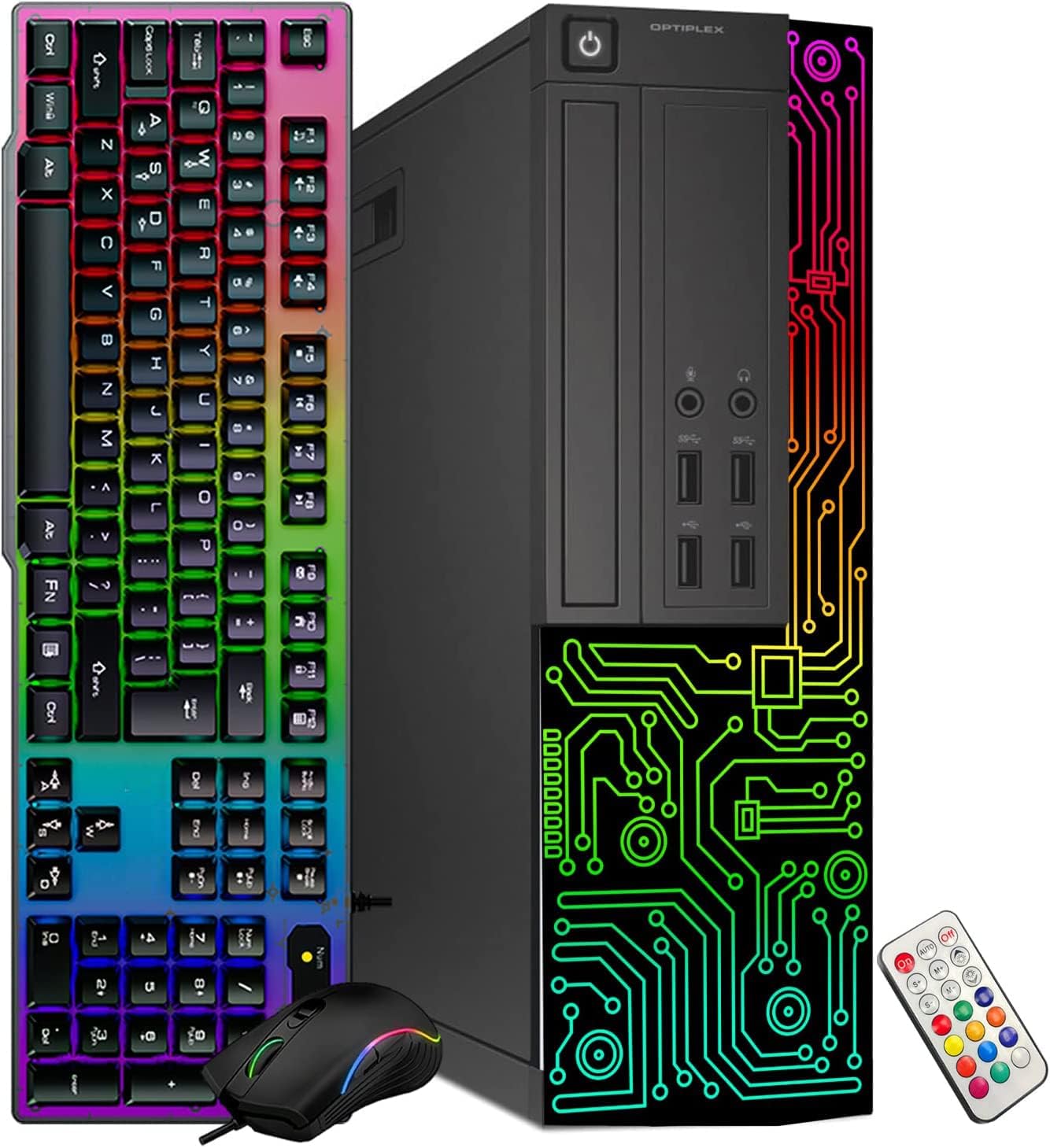 Dell Optiplex Small Desktop Computer (SFF) PC | Quad Core Intel i5 (3.2GHz) | 16GB DDR3 RAM | 512GB SSD | 24 Inch Monitor | RGB Gaming Keyboard Mouse, Headset | Windows 10 Pro (Renewed) · v6