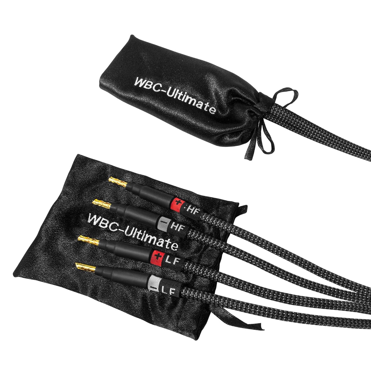 DIE BESTEN KABEL DER WELT, 8 Foot Ultimate — 7 AWG — Ultra-Pure OFC — Extra hochwertiges audiophiles HiFi-Bi-Wire-Lautsprecherkabel, Paar mit Eminence Gold Banana Plugs, Ummantelung aus Karbon-Tweed