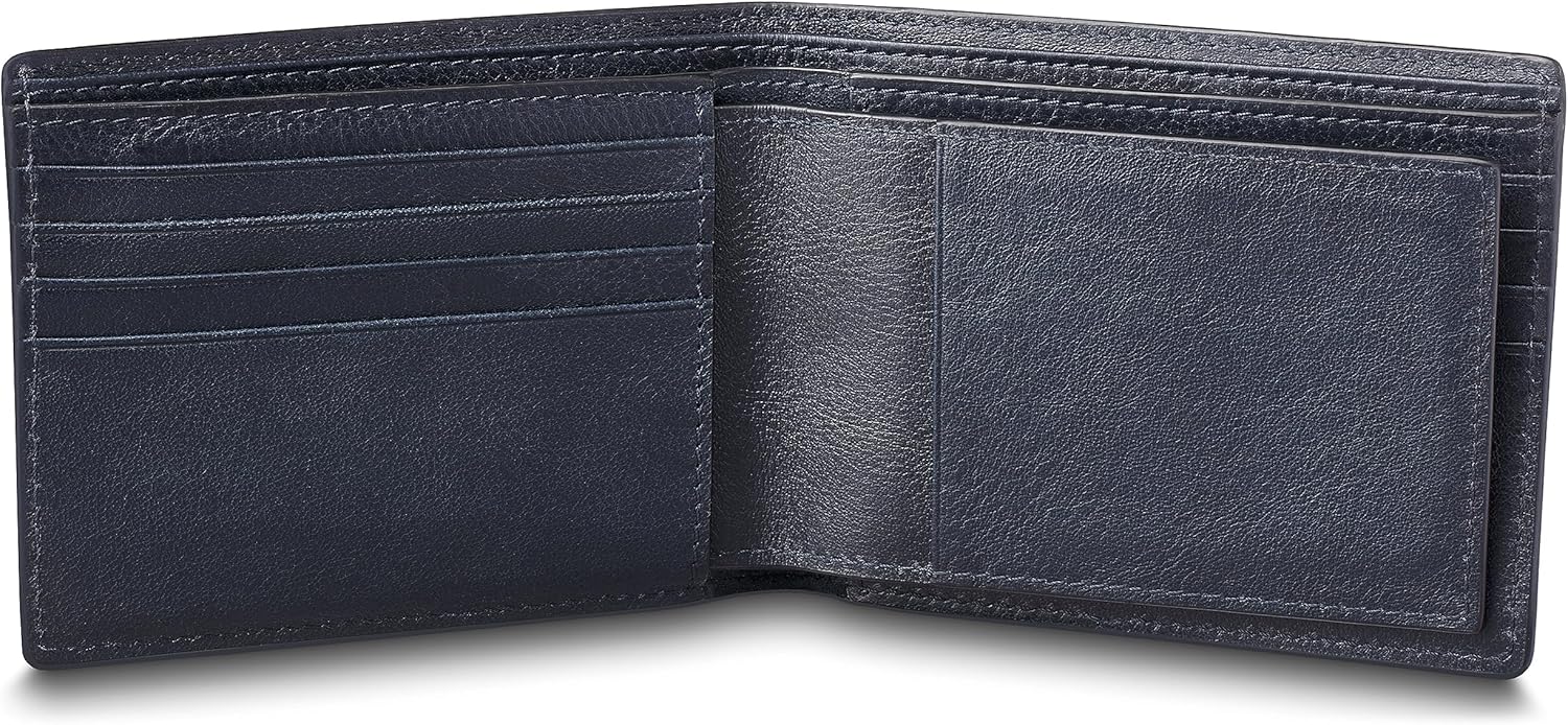 Bosca Navayo Slim 10 Pocket Wallet w/Removeable Flip I.D Passcase Blue-Black · v3