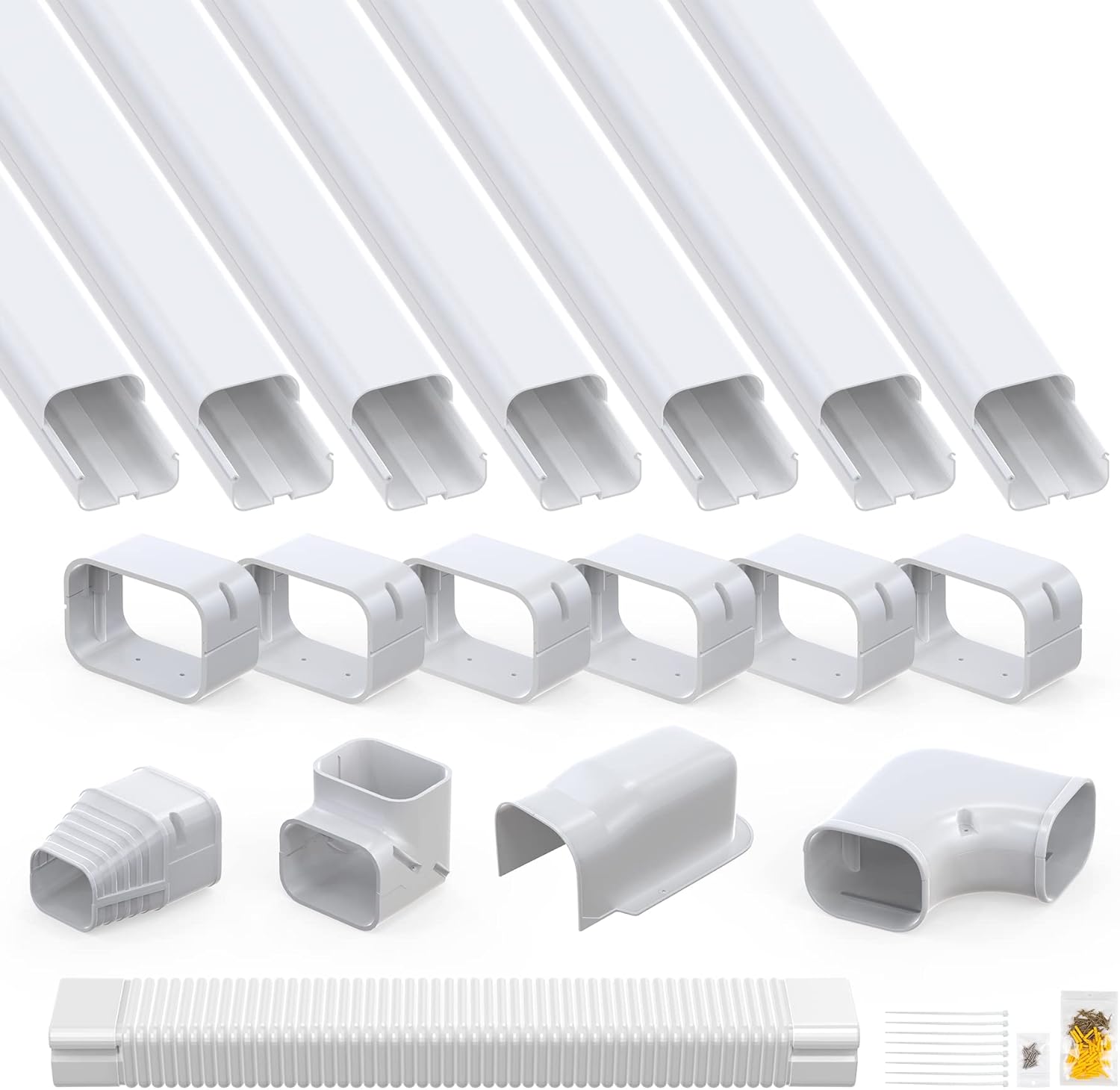 Air Jade Line Set Cover for Mini Split, 3 25 Ft Decorative PVC AC Line Cover Kit for Ductless Mini Split Air Conditioner, Heat Pump System and Central AC · v4