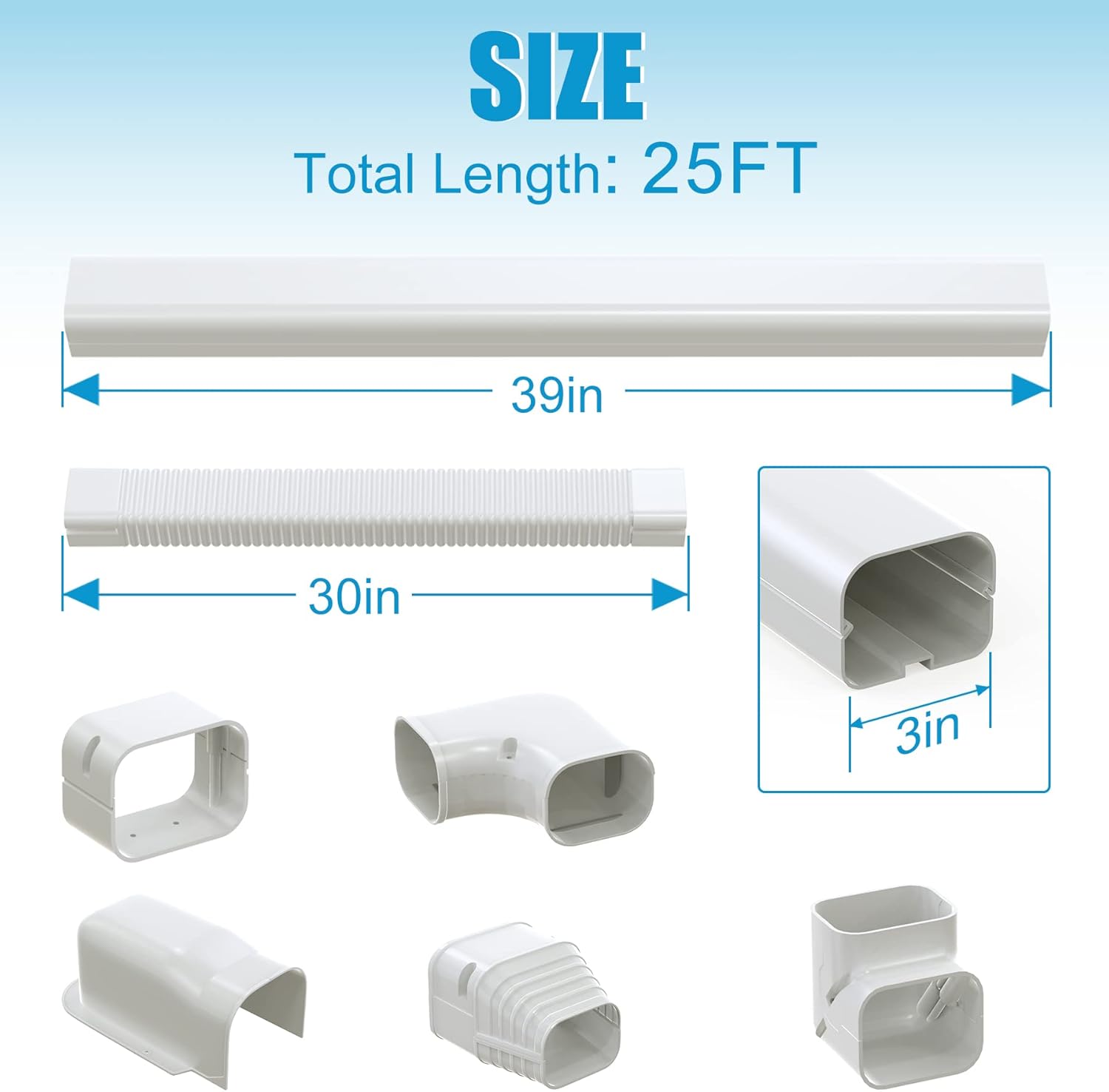 Air Jade Line Set Cover for Mini Split, 3 25 Ft Decorative PVC AC Line Cover Kit for Ductless Mini Split Air Conditioner, Heat Pump System and Central AC · v4