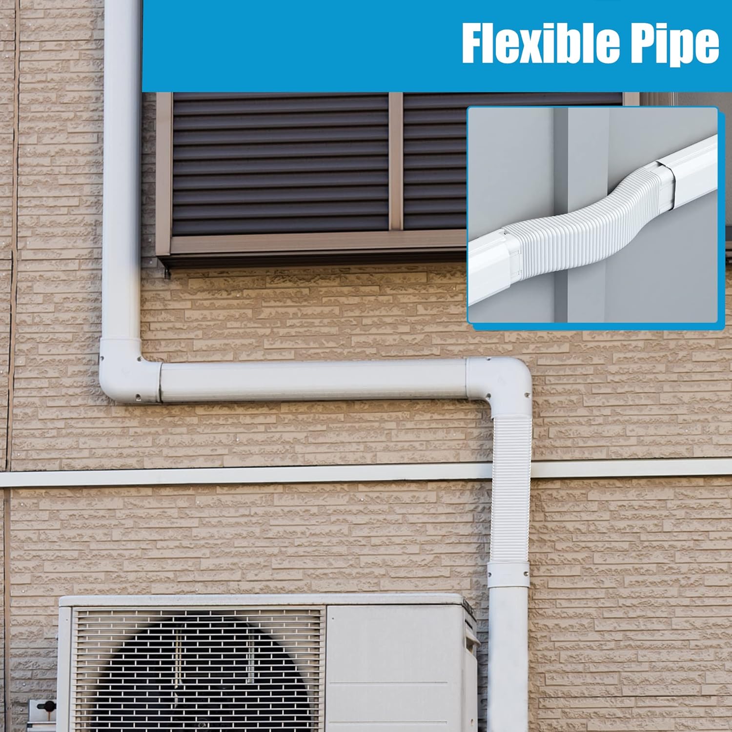 Air Jade Line Set Cover for Mini Split, 3 25 Ft Decorative PVC AC Line Cover Kit for Ductless Mini Split Air Conditioner, Heat Pump System and Central AC · v4